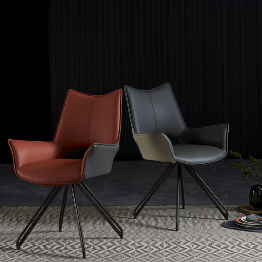 Industrial Style Arm Leather Dining Chairs Open Back Dining Side Chair for Home Clearhalo ' kitchen&dining_furn' 'Dining Chairs' 'Dining Tables & Seating' 'dining_chair' 'furn' 'furn_dining_chair' 'Furniture' 'furniture_dining_chair' 'Kitchen & Dining Furniture' 'kitchen' 4353772