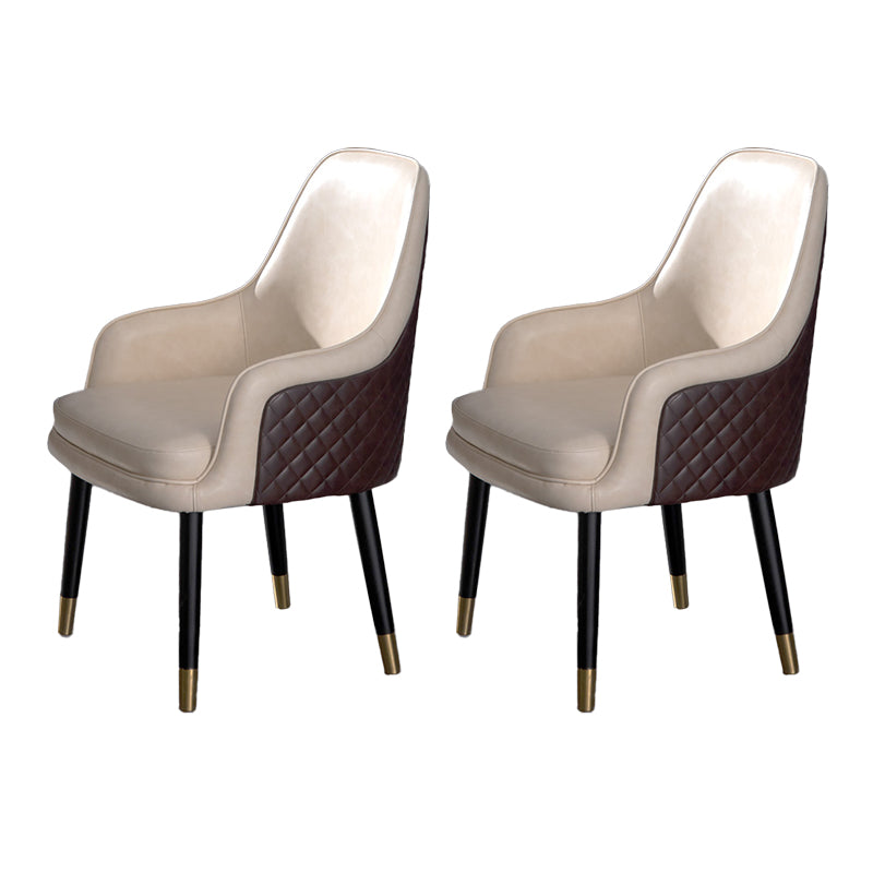 Contemporary Style Arm Solid Back Dining Chair Upholstered Dining Chairs White 2 Piece Set Clearhalo ' kitchen&dining_furn' 'Dining Chairs' 'Dining Tables & Seating' 'dining_chair' 'furn' 'furn_dining_chair' 'Furniture' 'furniture_dining_chair' 'Kitchen & Dining Furniture' 'kitchen' 4353780
