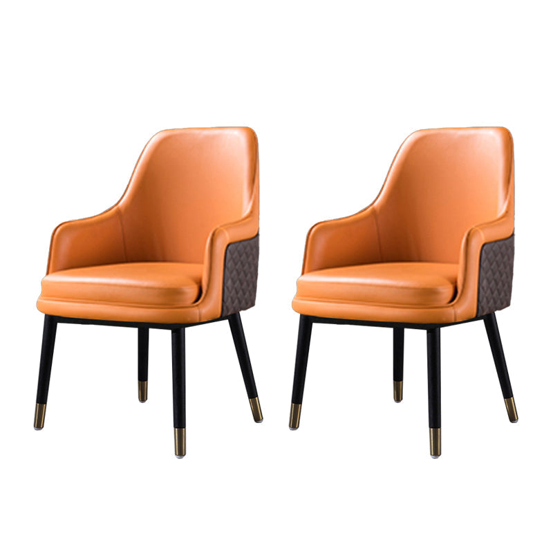 Contemporary Style Arm Solid Back Dining Chair Upholstered Dining Chairs Orange 2 Piece Set Clearhalo ' kitchen&dining_furn' 'Dining Chairs' 'Dining Tables & Seating' 'dining_chair' 'furn' 'furn_dining_chair' 'Furniture' 'furniture_dining_chair' 'Kitchen & Dining Furniture' 'kitchen' 4353781