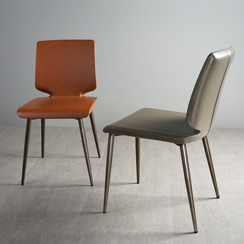 Contemporary Style Leather Dining Chairs Armless Solid Back Chair for Kitchen Clearhalo ' kitchen&dining_furn' 'Dining Chairs' 'Dining Tables & Seating' 'dining_chair' 'furn' 'furn_dining_chair' 'Furniture' 'furniture_dining_chair' 'Kitchen & Dining Furniture' 'kitchen' 4353791