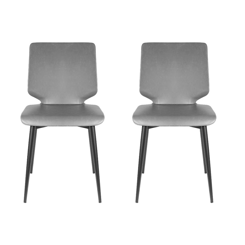 Contemporary Style Leather Dining Chairs Armless Solid Back Chair for Kitchen Dark Gray 2 Piece Set Clearhalo ' kitchen&dining_furn' 'Dining Chairs' 'Dining Tables & Seating' 'dining_chair' 'furn' 'furn_dining_chair' 'Furniture' 'furniture_dining_chair' 'Kitchen & Dining Furniture' 'kitchen' 4353793