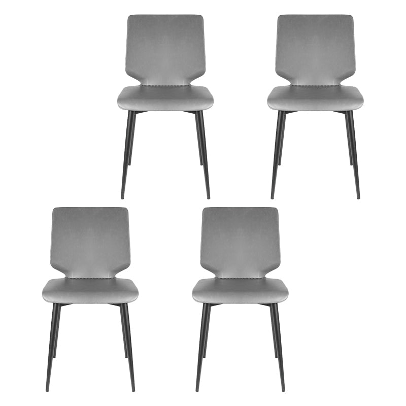Contemporary Style Leather Dining Chairs Armless Solid Back Chair for Kitchen Dark Gray 4 Piece Set Clearhalo ' kitchen&dining_furn' 'Dining Chairs' 'Dining Tables & Seating' 'dining_chair' 'furn' 'furn_dining_chair' 'Furniture' 'furniture_dining_chair' 'Kitchen & Dining Furniture' 'kitchen' 4353795