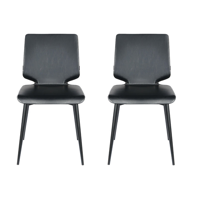 Contemporary Style Leather Dining Chairs Armless Solid Back Chair for Kitchen Black 2 Piece Set Clearhalo ' kitchen&dining_furn' 'Dining Chairs' 'Dining Tables & Seating' 'dining_chair' 'furn' 'furn_dining_chair' 'Furniture' 'furniture_dining_chair' 'Kitchen & Dining Furniture' 'kitchen' 4353806