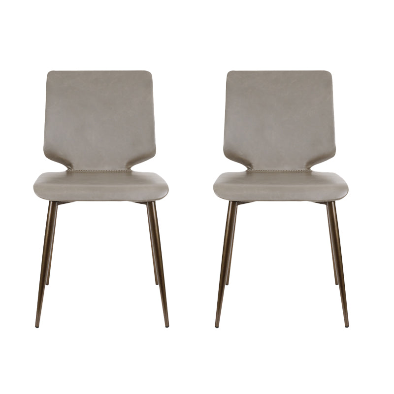 Contemporary Style Leather Dining Chairs Armless Solid Back Chair for Kitchen Grey 2 Piece Set Clearhalo ' kitchen&dining_furn' 'Dining Chairs' 'Dining Tables & Seating' 'dining_chair' 'furn' 'furn_dining_chair' 'Furniture' 'furniture_dining_chair' 'Kitchen & Dining Furniture' 'kitchen' 4353811