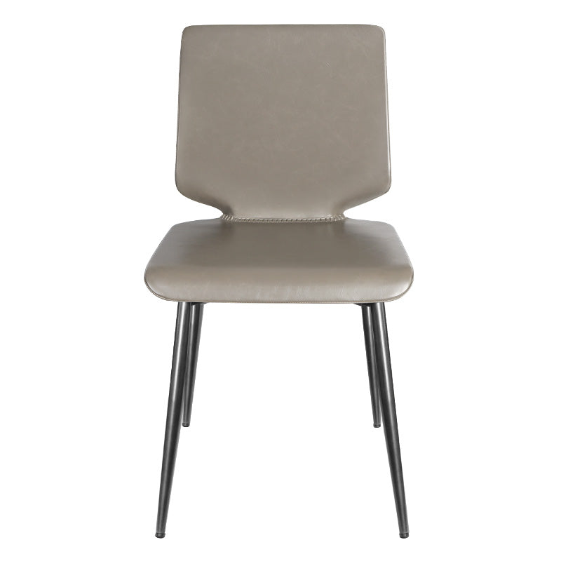 Contemporary Style Leather Dining Chairs Armless Solid Back Chair for Kitchen Light Gray 1 Piece Clearhalo ' kitchen&dining_furn' 'Dining Chairs' 'Dining Tables & Seating' 'dining_chair' 'furn' 'furn_dining_chair' 'Furniture' 'furniture_dining_chair' 'Kitchen & Dining Furniture' 'kitchen' 4353816