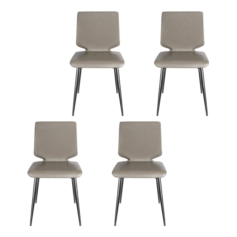 Contemporary Style Leather Dining Chairs Armless Solid Back Chair for Kitchen Light Gray 4 Piece Set Clearhalo ' kitchen&dining_furn' 'Dining Chairs' 'Dining Tables & Seating' 'dining_chair' 'furn' 'furn_dining_chair' 'Furniture' 'furniture_dining_chair' 'Kitchen & Dining Furniture' 'kitchen' 4353818