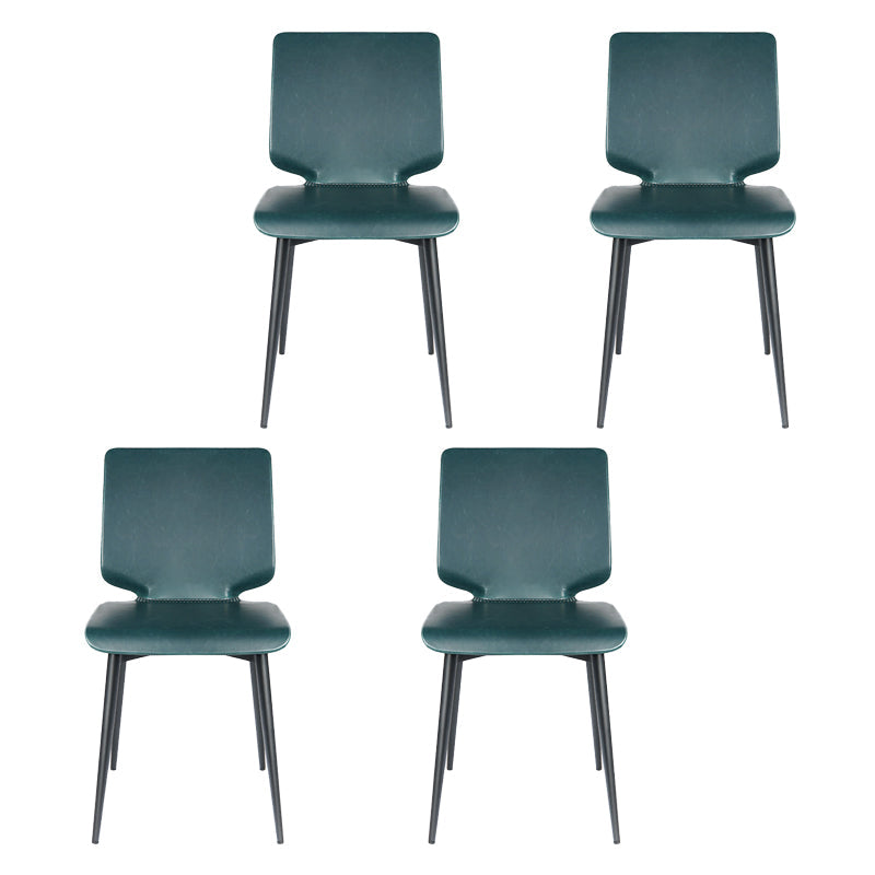 Contemporary Style Leather Dining Chairs Armless Solid Back Chair for Kitchen Dark Blue 4 Piece Set Clearhalo ' kitchen&dining_furn' 'Dining Chairs' 'Dining Tables & Seating' 'dining_chair' 'furn' 'furn_dining_chair' 'Furniture' 'furniture_dining_chair' 'Kitchen & Dining Furniture' 'kitchen' 4353821