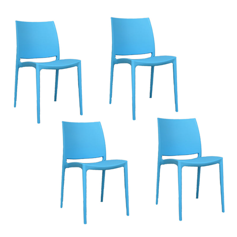 Scandinavian Armless Open Back Dining Side Chair Plastic Dining Side Chairs Blue 4 Piece Set Clearhalo ' kitchen&dining_furn' 'Dining Chairs' 'Dining Tables & Seating' 'dining_chair' 'furn' 'furn_dining_chair' 'Furniture' 'furniture_dining_chair' 'Kitchen & Dining Furniture' 'kitchen' 4353830