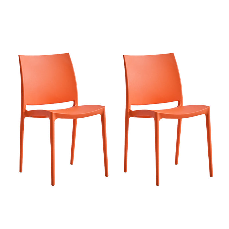 Scandinavian Armless Open Back Dining Side Chair Plastic Dining Side Chairs Orange 2 Piece Set Clearhalo ' kitchen&dining_furn' 'Dining Chairs' 'Dining Tables & Seating' 'dining_chair' 'furn' 'furn_dining_chair' 'Furniture' 'furniture_dining_chair' 'Kitchen & Dining Furniture' 'kitchen' 4353832