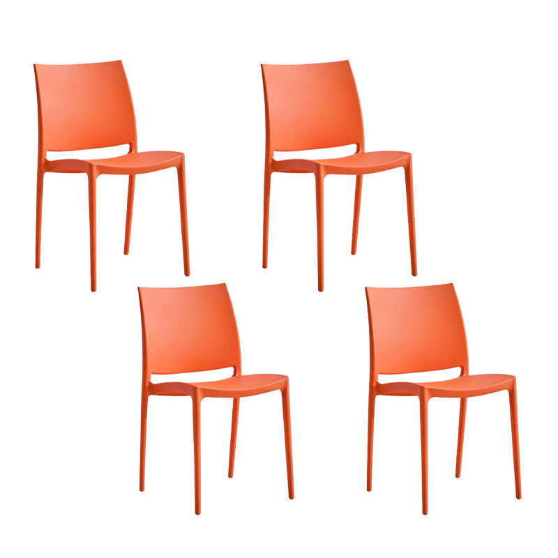 Scandinavian Armless Open Back Dining Side Chair Plastic Dining Side Chairs Orange 4 Piece Set Clearhalo ' kitchen&dining_furn' 'Dining Chairs' 'Dining Tables & Seating' 'dining_chair' 'furn' 'furn_dining_chair' 'Furniture' 'furniture_dining_chair' 'Kitchen & Dining Furniture' 'kitchen' 4353833
