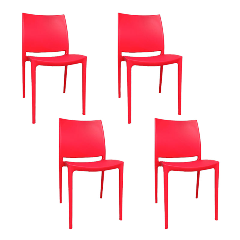 Scandinavian Armless Open Back Dining Side Chair Plastic Dining Side Chairs Red 4 Piece Set Clearhalo ' kitchen&dining_furn' 'Dining Chairs' 'Dining Tables & Seating' 'dining_chair' 'furn' 'furn_dining_chair' 'Furniture' 'furniture_dining_chair' 'Kitchen & Dining Furniture' 'kitchen' 4353837