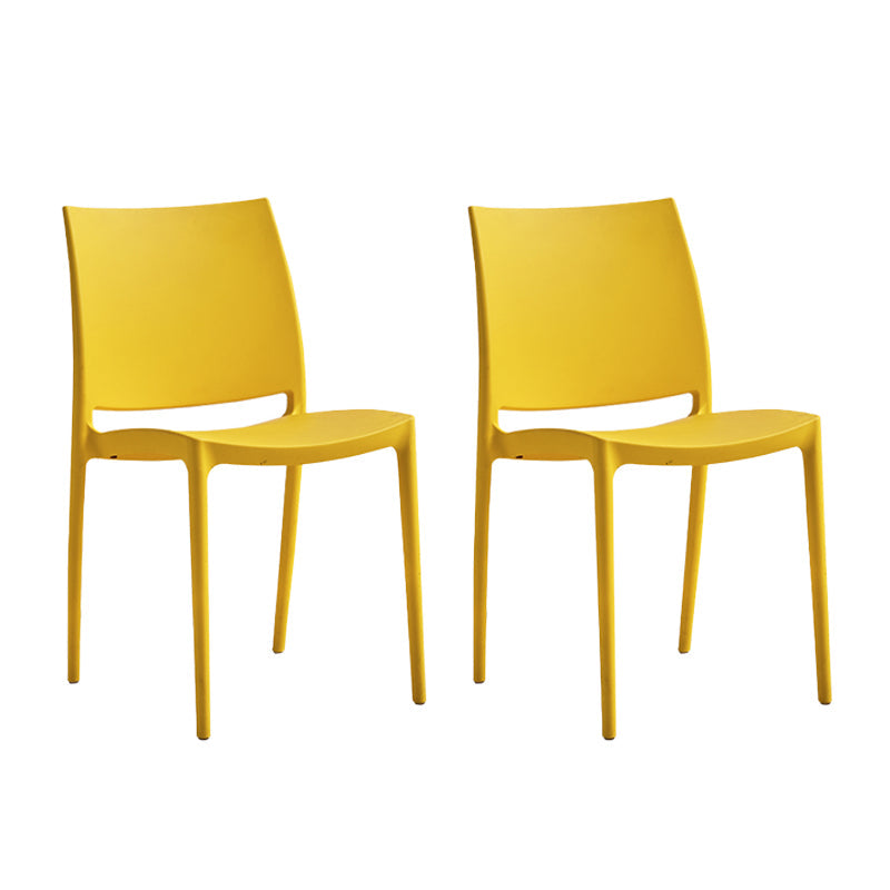 Scandinavian Armless Open Back Dining Side Chair Plastic Dining Side Chairs Yellow 2 Piece Set Clearhalo ' kitchen&dining_furn' 'Dining Chairs' 'Dining Tables & Seating' 'dining_chair' 'furn' 'furn_dining_chair' 'Furniture' 'furniture_dining_chair' 'Kitchen & Dining Furniture' 'kitchen' 4353845