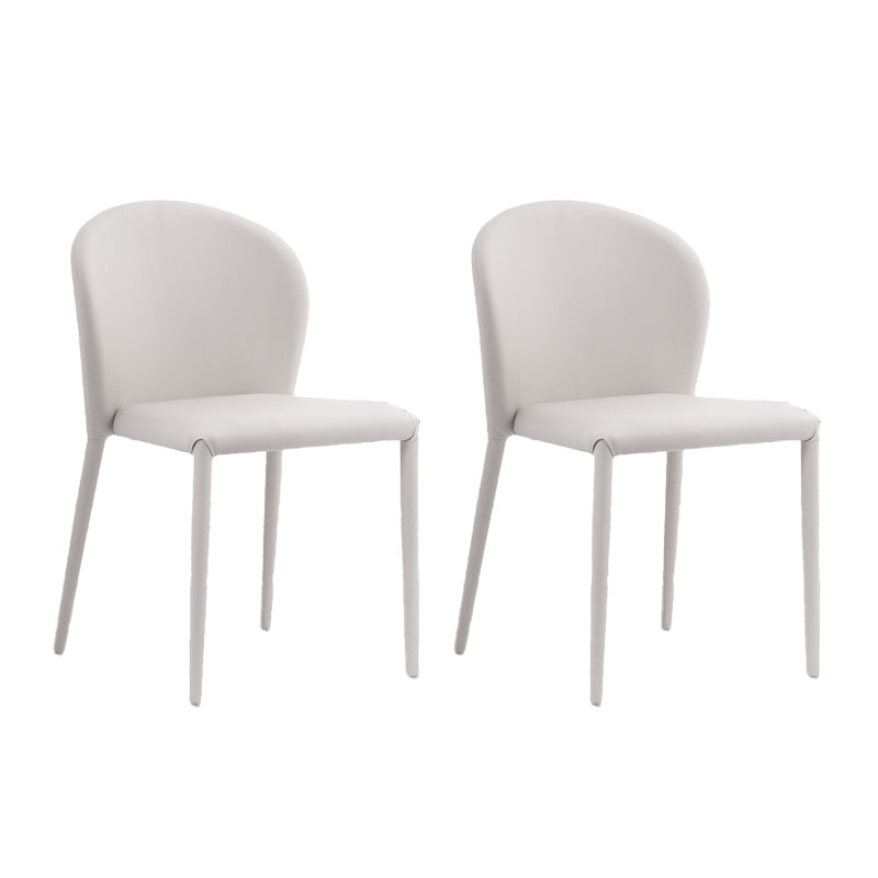 Minimalist Style Armless Solid Back Side Chairs Leather Dining Chairs for Home White 2 Piece Set Clearhalo ' kitchen&dining_furn' 'Dining Chairs' 'Dining Tables & Seating' 'dining_chair' 'furn' 'furn_dining_chair' 'Furniture' 'furniture_dining_chair' 'Kitchen & Dining Furniture' 'kitchen' 4353849