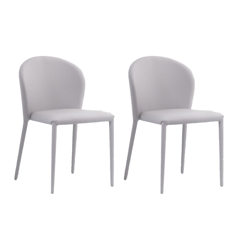 Minimalist Style Armless Solid Back Side Chairs Leather Dining Chairs for Home Silver Gray 2 Piece Set Clearhalo ' kitchen&dining_furn' 'Dining Chairs' 'Dining Tables & Seating' 'dining_chair' 'furn' 'furn_dining_chair' 'Furniture' 'furniture_dining_chair' 'Kitchen & Dining Furniture' 'kitchen' 4353850