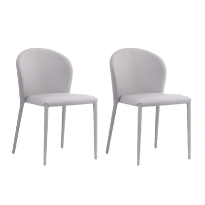Minimalist Style Armless Solid Back Side Chairs Leather Dining Chairs for Home Silver Gray 2 Piece Set Clearhalo ' kitchen&dining_furn' 'Dining Chairs' 'Dining Tables & Seating' 'dining_chair' 'furn' 'furn_dining_chair' 'Furniture' 'furniture_dining_chair' 'Kitchen & Dining Furniture' 'kitchen' 4353850