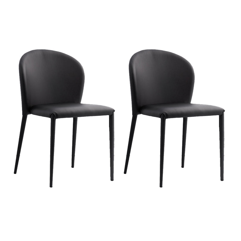 Minimalist Style Armless Solid Back Side Chairs Leather Dining Chairs for Home Black 2 Piece Set Clearhalo ' kitchen&dining_furn' 'Dining Chairs' 'Dining Tables & Seating' 'dining_chair' 'furn' 'furn_dining_chair' 'Furniture' 'furniture_dining_chair' 'Kitchen & Dining Furniture' 'kitchen' 4353852