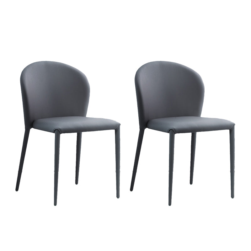 Minimalist Style Armless Solid Back Side Chairs Leather Dining Chairs for Home Gray-White 2 Piece Set Clearhalo ' kitchen&dining_furn' 'Dining Chairs' 'Dining Tables & Seating' 'dining_chair' 'furn' 'furn_dining_chair' 'Furniture' 'furniture_dining_chair' 'Kitchen & Dining Furniture' 'kitchen' 4353854