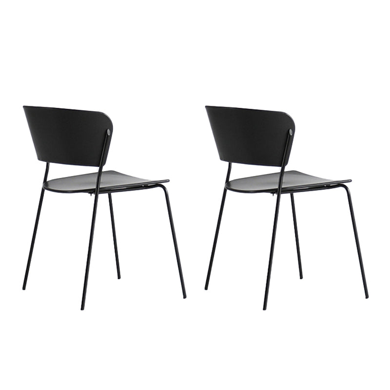 Industrial Design Open Back Dining Side Chair Stacking Plastic Dining Chair Black 2 Piece Set Clearhalo ' kitchen&dining_furn' 'Dining Chairs' 'Dining Tables & Seating' 'dining_chair' 'furn' 'furn_dining_chair' 'Furniture' 'furniture_dining_chair' 'Kitchen & Dining Furniture' 'kitchen' 4353864
