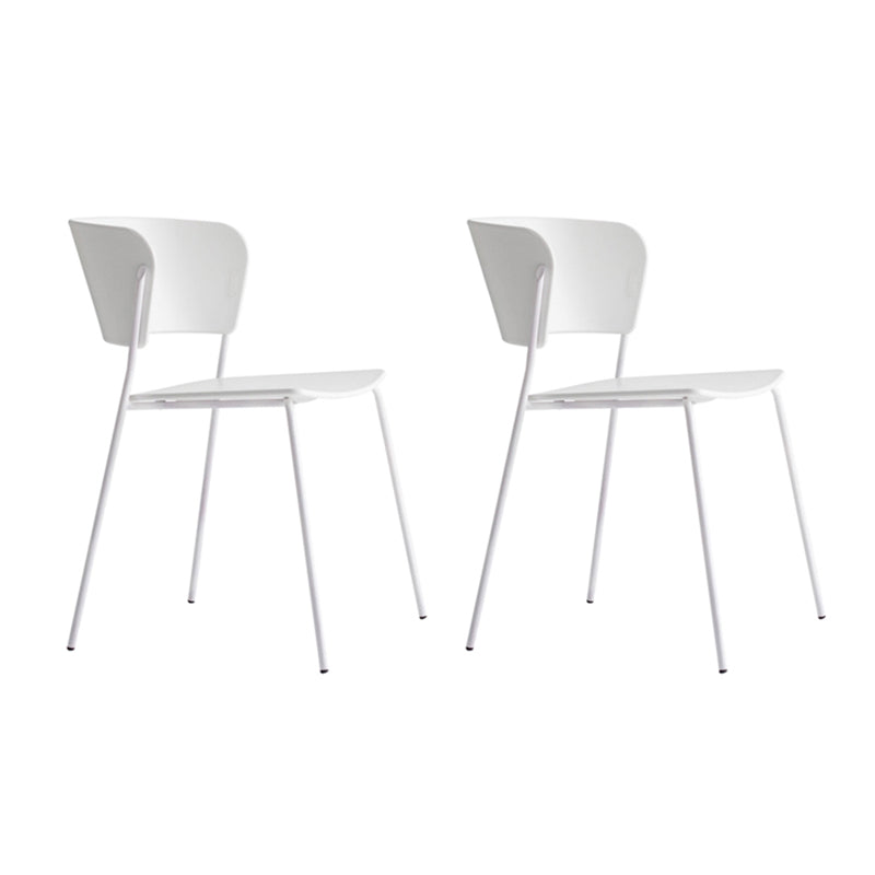 Industrial Design Open Back Dining Side Chair Stacking Plastic Dining Chair White 2 Piece Set Clearhalo ' kitchen&dining_furn' 'Dining Chairs' 'Dining Tables & Seating' 'dining_chair' 'furn' 'furn_dining_chair' 'Furniture' 'furniture_dining_chair' 'Kitchen & Dining Furniture' 'kitchen' 4353868