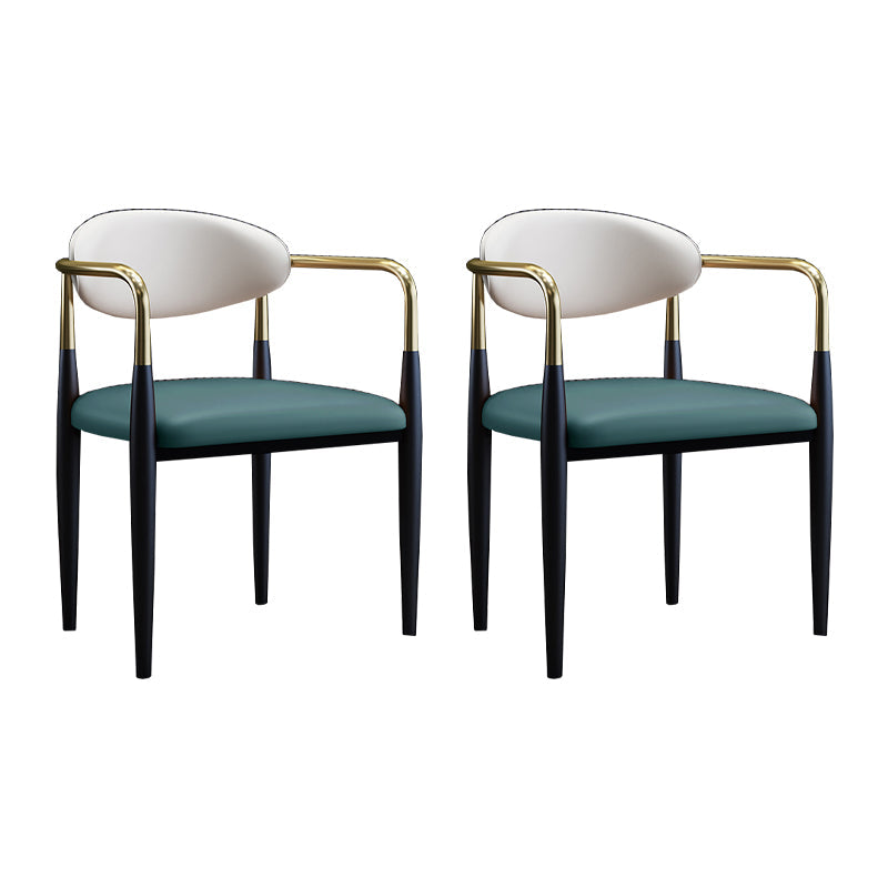 Industrial Design Open Back Dining Side Chair Leather Dining Chairs for Home Green 2 Piece Set Clearhalo ' kitchen&dining_furn' 'Dining Chairs' 'Dining Tables & Seating' 'dining_chair' 'furn' 'furn_dining_chair' 'Furniture' 'furniture_dining_chair' 'Kitchen & Dining Furniture' 'kitchen' 4353887