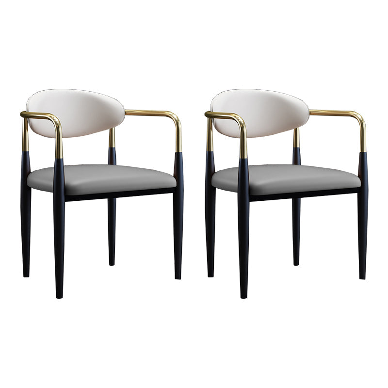 Industrial Design Open Back Dining Side Chair Leather Dining Chairs for Home Grey 2 Piece Set Clearhalo ' kitchen&dining_furn' 'Dining Chairs' 'Dining Tables & Seating' 'dining_chair' 'furn' 'furn_dining_chair' 'Furniture' 'furniture_dining_chair' 'Kitchen & Dining Furniture' 'kitchen' 4353895