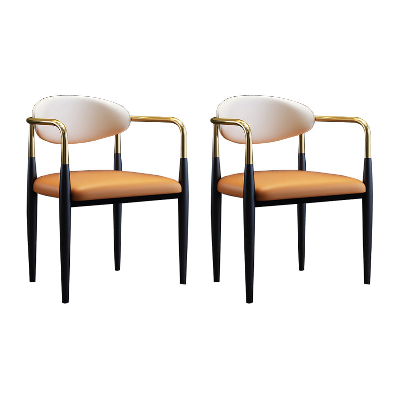 Industrial Design Open Back Dining Side Chair Leather Dining Chairs for Home Orange 2 Piece Set Clearhalo ' kitchen&dining_furn' 'Dining Chairs' 'Dining Tables & Seating' 'dining_chair' 'furn' 'furn_dining_chair' 'Furniture' 'furniture_dining_chair' 'Kitchen & Dining Furniture' 'kitchen' 4353898