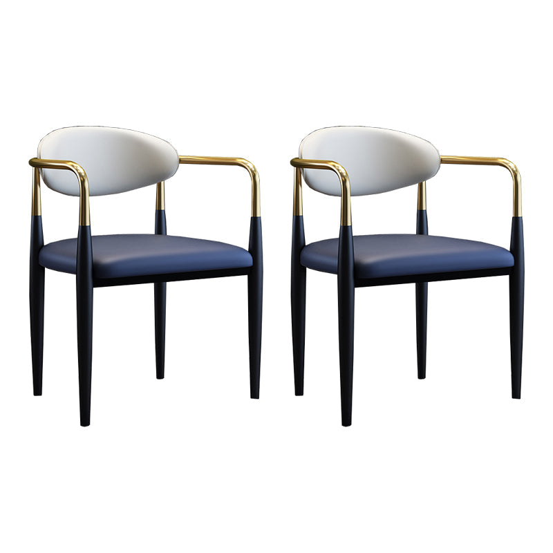 Industrial Design Open Back Dining Side Chair Leather Dining Chairs for Home Blue 2 Piece Set Clearhalo ' kitchen&dining_furn' 'Dining Chairs' 'Dining Tables & Seating' 'dining_chair' 'furn' 'furn_dining_chair' 'Furniture' 'furniture_dining_chair' 'Kitchen & Dining Furniture' 'kitchen' 4353901