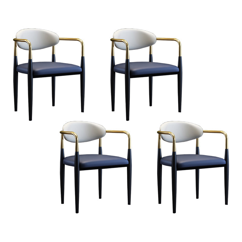 Industrial Design Open Back Dining Side Chair Leather Dining Chairs for Home Blue 4 Piece Set Clearhalo ' kitchen&dining_furn' 'Dining Chairs' 'Dining Tables & Seating' 'dining_chair' 'furn' 'furn_dining_chair' 'Furniture' 'furniture_dining_chair' 'Kitchen & Dining Furniture' 'kitchen' 4353902