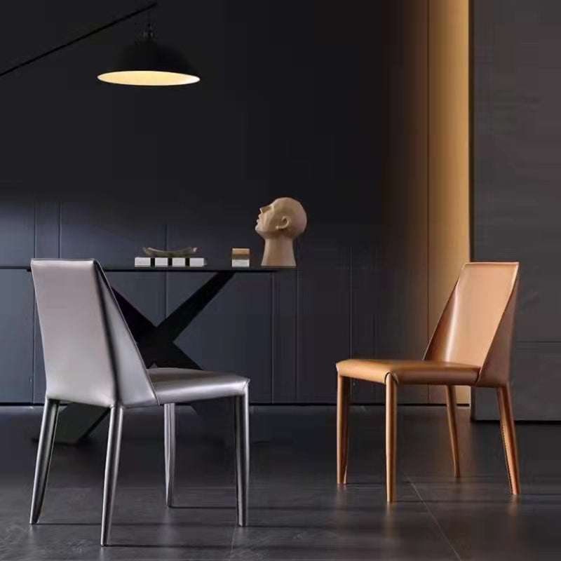 Minimalist Style Armless Solid Back Dining Side Chairs Leather Dining Chairs Clearhalo ' kitchen&dining_furn' 'Dining Chairs' 'Dining Tables & Seating' 'dining_chair' 'furn' 'furn_dining_chair' 'Furniture' 'furniture_dining_chair' 'Kitchen & Dining Furniture' 'kitchen' 4353962