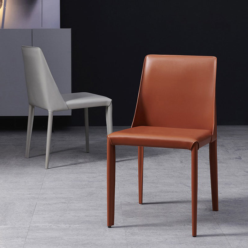 Minimalist Style Armless Solid Back Dining Side Chairs Leather Dining Chairs Clearhalo ' kitchen&dining_furn' 'Dining Chairs' 'Dining Tables & Seating' 'dining_chair' 'furn' 'furn_dining_chair' 'Furniture' 'furniture_dining_chair' 'Kitchen & Dining Furniture' 'kitchen' 4353972
