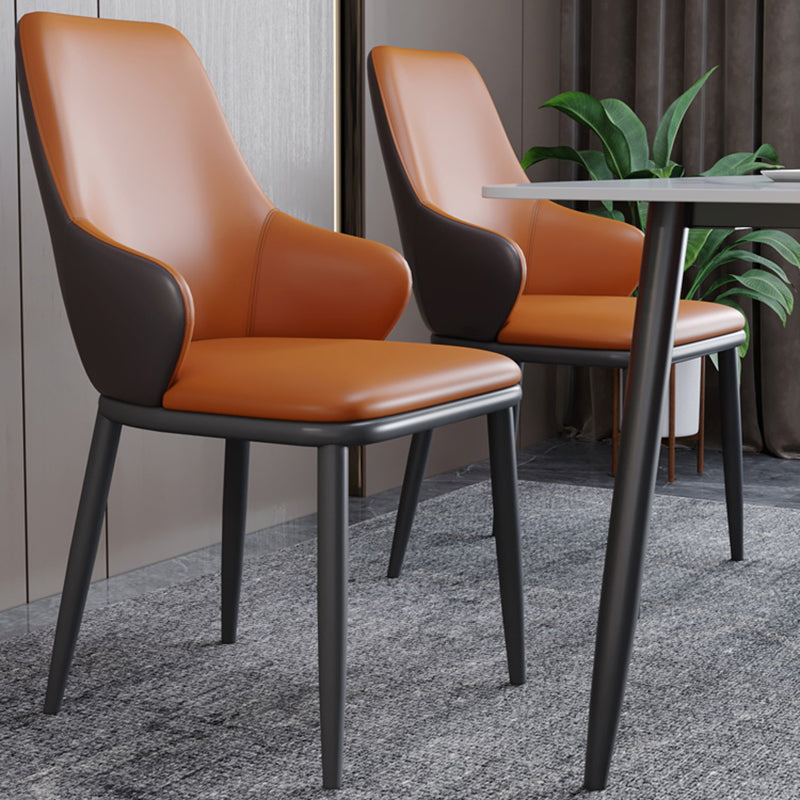 Industrial Design Arm Solid Back Dining Chairs Leather Dining Chairs for Kitchen Clearhalo ' kitchen&dining_furn' 'Dining Chairs' 'Dining Tables & Seating' 'dining_chair' 'furn' 'furn_dining_chair' 'Furniture' 'furniture_dining_chair' 'Kitchen & Dining Furniture' 'kitchen' 4353978