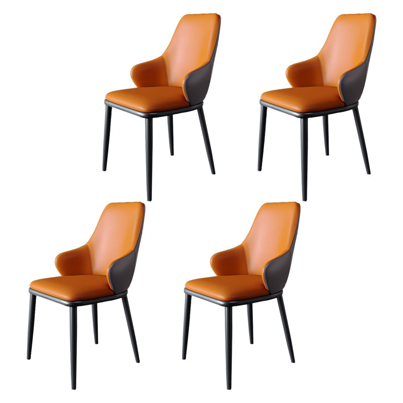 Industrial Design Arm Solid Back Dining Chairs Leather Dining Chairs for Kitchen Orange 4 Piece Set Clearhalo ' kitchen&dining_furn' 'Dining Chairs' 'Dining Tables & Seating' 'dining_chair' 'furn' 'furn_dining_chair' 'Furniture' 'furniture_dining_chair' 'Kitchen & Dining Furniture' 'kitchen' 4353979