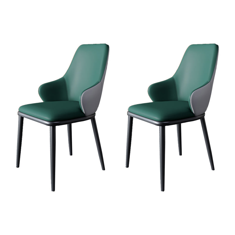 Industrial Design Arm Solid Back Dining Chairs Leather Dining Chairs for Kitchen Blackish Green 2 Piece Set Clearhalo ' kitchen&dining_furn' 'Dining Chairs' 'Dining Tables & Seating' 'dining_chair' 'furn' 'furn_dining_chair' 'Furniture' 'furniture_dining_chair' 'Kitchen & Dining Furniture' 'kitchen' 4353983