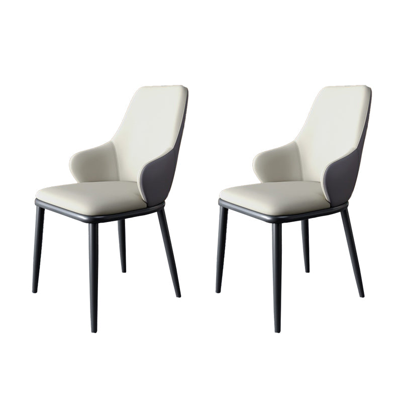 Industrial Design Arm Solid Back Dining Chairs Leather Dining Chairs for Kitchen Light Gray 2 Piece Set Clearhalo ' kitchen&dining_furn' 'Dining Chairs' 'Dining Tables & Seating' 'dining_chair' 'furn' 'furn_dining_chair' 'Furniture' 'furniture_dining_chair' 'Kitchen & Dining Furniture' 'kitchen' 4353988