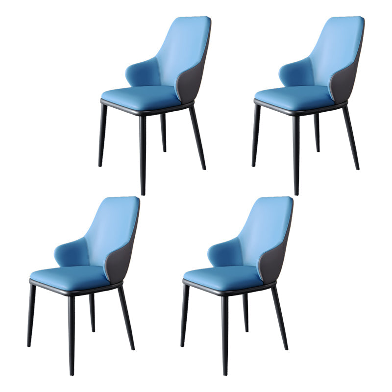 Industrial Design Arm Solid Back Dining Chairs Leather Dining Chairs for Kitchen Blue 4 Piece Set Clearhalo ' kitchen&dining_furn' 'Dining Chairs' 'Dining Tables & Seating' 'dining_chair' 'furn' 'furn_dining_chair' 'Furniture' 'furniture_dining_chair' 'Kitchen & Dining Furniture' 'kitchen' 4354000