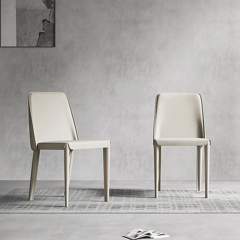 Contemporary Leather Dining Chairs Armless Solid Back Chair for Kitchen Clearhalo ' kitchen&dining_furn' 'Dining Chairs' 'Dining Tables & Seating' 'dining_chair' 'furn' 'furn_dining_chair' 'Furniture' 'furniture_dining_chair' 'Kitchen & Dining Furniture' 'kitchen' 4354008