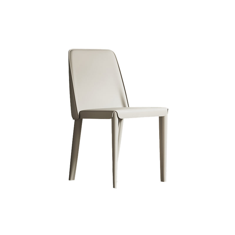 Contemporary Leather Dining Chairs Armless Solid Back Chair for Kitchen White 1 Piece Clearhalo ' kitchen&dining_furn' 'Dining Chairs' 'Dining Tables & Seating' 'dining_chair' 'furn' 'furn_dining_chair' 'Furniture' 'furniture_dining_chair' 'Kitchen & Dining Furniture' 'kitchen' 4354014