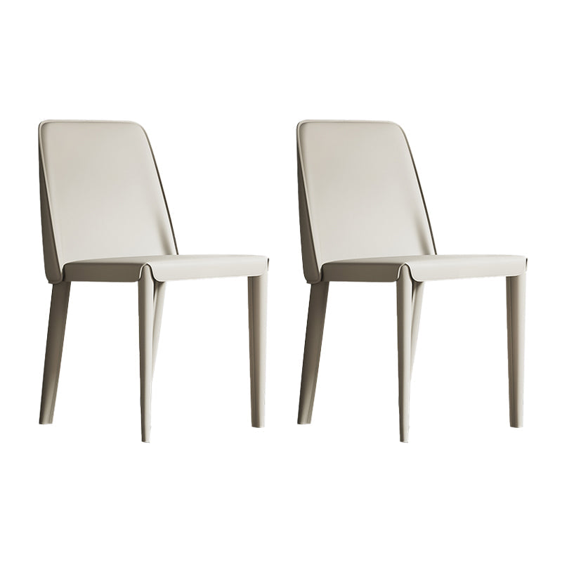 Contemporary Leather Dining Chairs Armless Solid Back Chair for Kitchen White 2 Piece Set Clearhalo ' kitchen&dining_furn' 'Dining Chairs' 'Dining Tables & Seating' 'dining_chair' 'furn' 'furn_dining_chair' 'Furniture' 'furniture_dining_chair' 'Kitchen & Dining Furniture' 'kitchen' 4354016