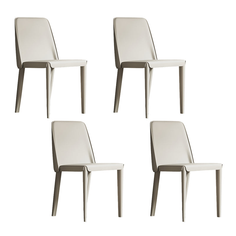 Contemporary Leather Dining Chairs Armless Solid Back Chair for Kitchen White 4 Piece Set Clearhalo ' kitchen&dining_furn' 'Dining Chairs' 'Dining Tables & Seating' 'dining_chair' 'furn' 'furn_dining_chair' 'Furniture' 'furniture_dining_chair' 'Kitchen & Dining Furniture' 'kitchen' 4354018