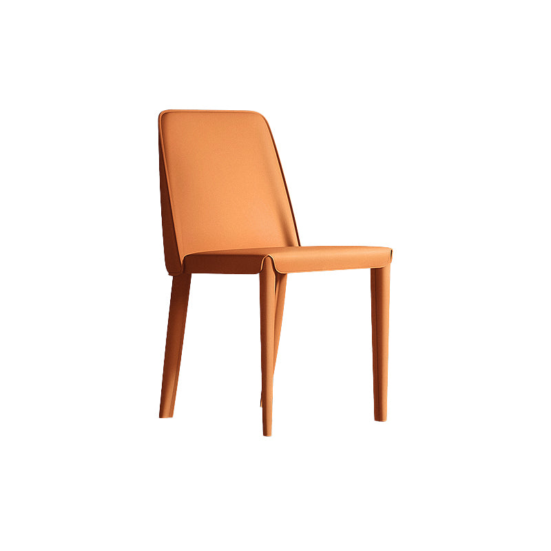 Contemporary Leather Dining Chairs Armless Solid Back Chair for Kitchen Orange 1 Piece Clearhalo ' kitchen&dining_furn' 'Dining Chairs' 'Dining Tables & Seating' 'dining_chair' 'furn' 'furn_dining_chair' 'Furniture' 'furniture_dining_chair' 'Kitchen & Dining Furniture' 'kitchen' 4354020