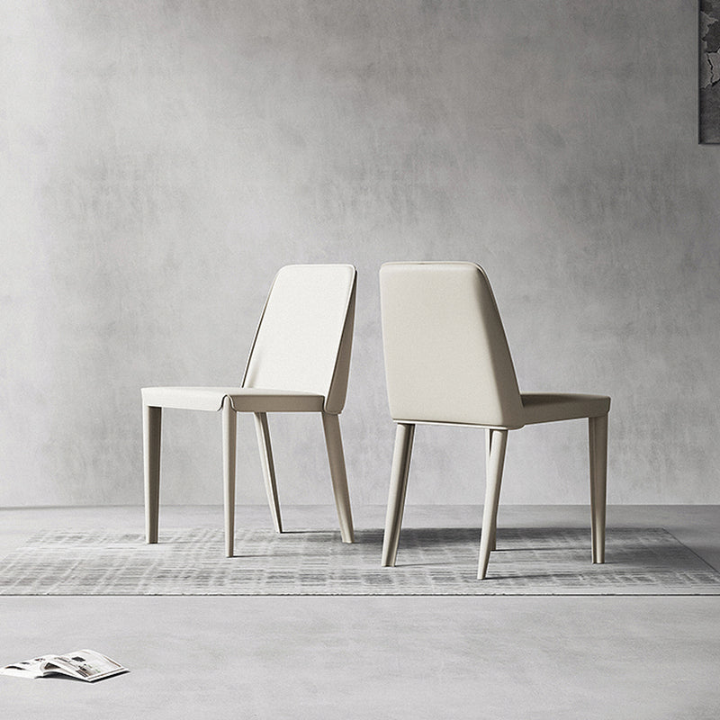 Contemporary Leather Dining Chairs Armless Solid Back Chair for Kitchen Clearhalo ' kitchen&dining_furn' 'Dining Chairs' 'Dining Tables & Seating' 'dining_chair' 'furn' 'furn_dining_chair' 'Furniture' 'furniture_dining_chair' 'Kitchen & Dining Furniture' 'kitchen' 4354026