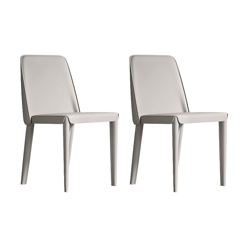 Contemporary Leather Dining Chairs Armless Solid Back Chair for Kitchen Grey 2 Piece Set Clearhalo ' kitchen&dining_furn' 'Dining Chairs' 'Dining Tables & Seating' 'dining_chair' 'furn' 'furn_dining_chair' 'Furniture' 'furniture_dining_chair' 'Kitchen & Dining Furniture' 'kitchen' 4354028