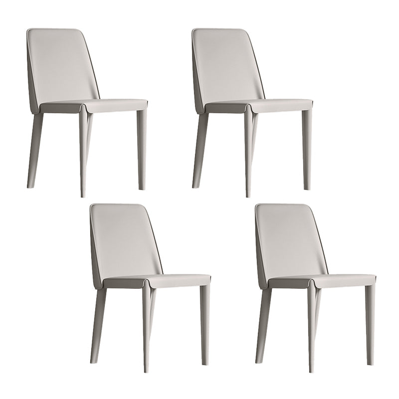 Contemporary Leather Dining Chairs Armless Solid Back Chair for Kitchen Grey 4 Piece Set Clearhalo ' kitchen&dining_furn' 'Dining Chairs' 'Dining Tables & Seating' 'dining_chair' 'furn' 'furn_dining_chair' 'Furniture' 'furniture_dining_chair' 'Kitchen & Dining Furniture' 'kitchen' 4354030