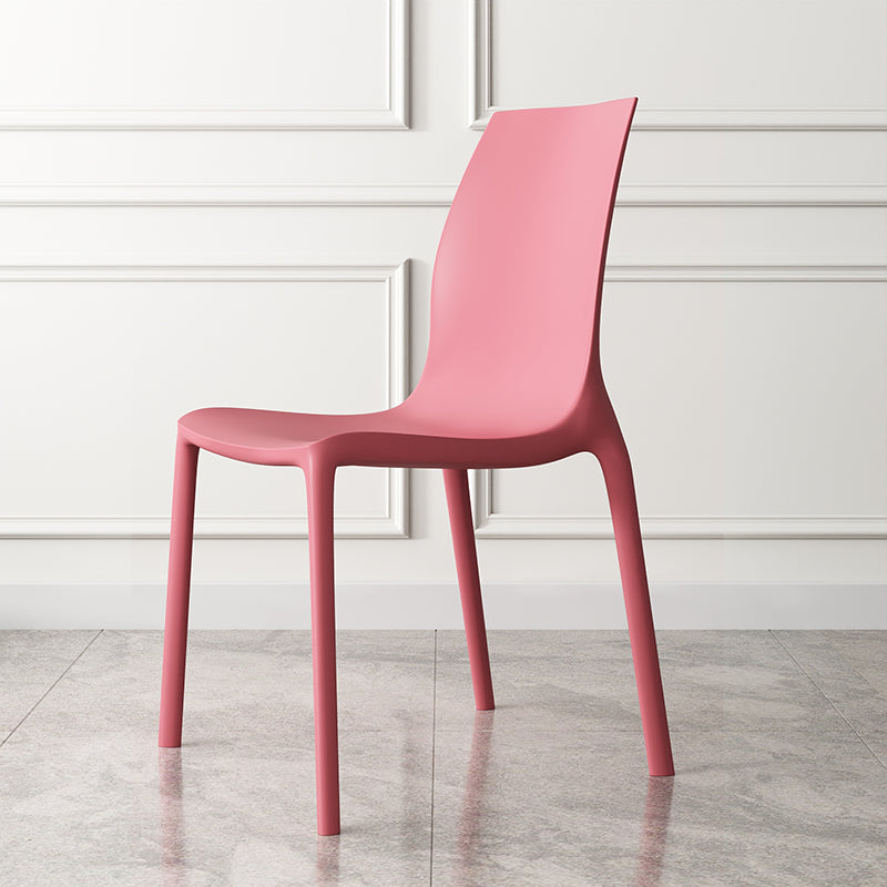 Contemporary Stacking Armless Dining Chairs Solid Back Chair for Home Use Red 1 Piece Clearhalo ' kitchen&dining_furn' 'Dining Chairs' 'Dining Tables & Seating' 'dining_chair' 'furn' 'furn_dining_chair' 'Furniture' 'furniture_dining_chair' 'Kitchen & Dining Furniture' 'kitchen' 4354063