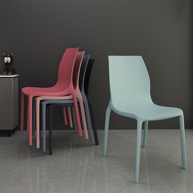 Contemporary Stacking Armless Dining Chairs Solid Back Chair for Home Use Clearhalo ' kitchen&dining_furn' 'Dining Chairs' 'Dining Tables & Seating' 'dining_chair' 'furn' 'furn_dining_chair' 'Furniture' 'furniture_dining_chair' 'Kitchen & Dining Furniture' 'kitchen' 4354064