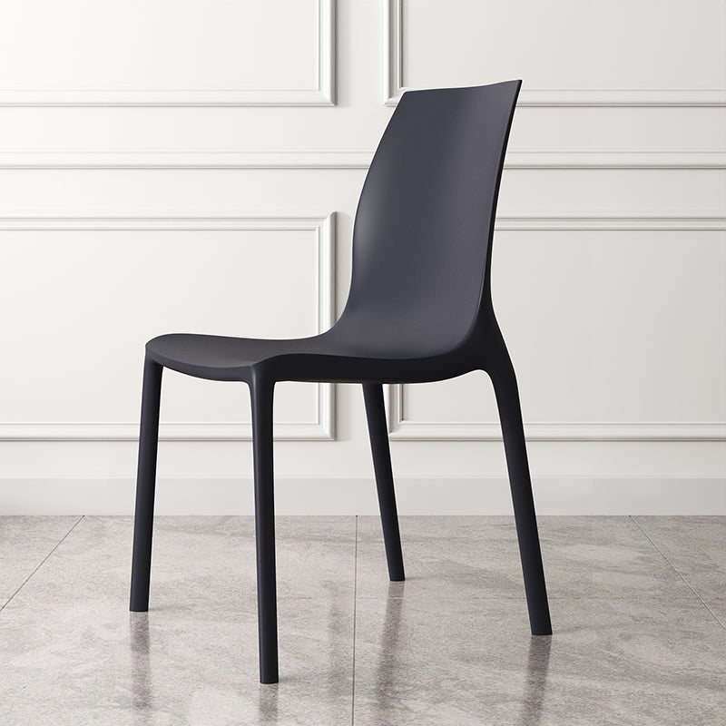 Contemporary Stacking Armless Dining Chairs Solid Back Chair for Home Use Black 1 Piece Clearhalo ' kitchen&dining_furn' 'Dining Chairs' 'Dining Tables & Seating' 'dining_chair' 'furn' 'furn_dining_chair' 'Furniture' 'furniture_dining_chair' 'Kitchen & Dining Furniture' 'kitchen' 4354065