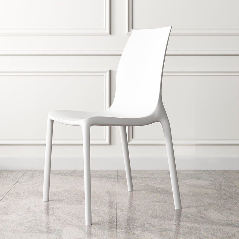 Contemporary Stacking Armless Dining Chairs Solid Back Chair for Home Use White 1 Piece Clearhalo ' kitchen&dining_furn' 'Dining Chairs' 'Dining Tables & Seating' 'dining_chair' 'furn' 'furn_dining_chair' 'Furniture' 'furniture_dining_chair' 'Kitchen & Dining Furniture' 'kitchen' 4354070