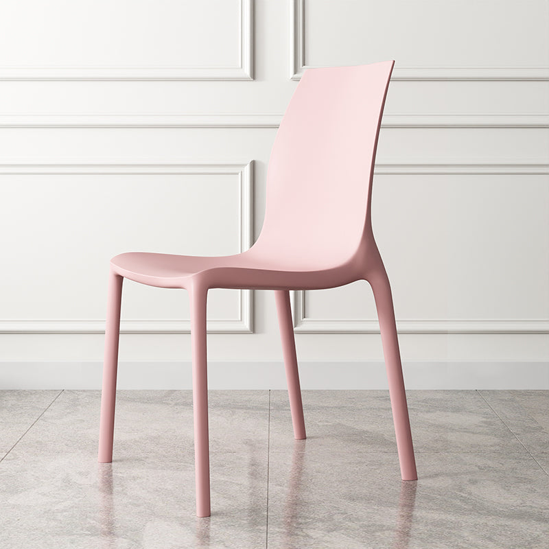 Contemporary Stacking Armless Dining Chairs Solid Back Chair for Home Use Pink 1 Piece Clearhalo ' kitchen&dining_furn' 'Dining Chairs' 'Dining Tables & Seating' 'dining_chair' 'furn' 'furn_dining_chair' 'Furniture' 'furniture_dining_chair' 'Kitchen & Dining Furniture' 'kitchen' 4354076