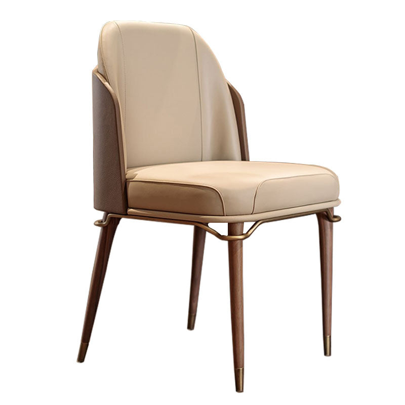 Scandinavian Style Leather Dining Chairs Armless Solid Back Chair with Wood Legs Clearhalo ' kitchen&dining_furn' 'Dining Chairs' 'Dining Tables & Seating' 'dining_chair' 'furn' 'furn_dining_chair' 'Furniture' 'furniture_dining_chair' 'Kitchen & Dining Furniture' 'kitchen' 4354098