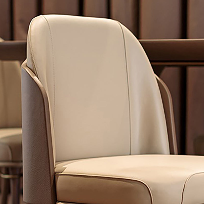 Scandinavian Style Leather Dining Chairs Armless Solid Back Chair with Wood Legs Clearhalo ' kitchen&dining_furn' 'Dining Chairs' 'Dining Tables & Seating' 'dining_chair' 'furn' 'furn_dining_chair' 'Furniture' 'furniture_dining_chair' 'Kitchen & Dining Furniture' 'kitchen' 4354100